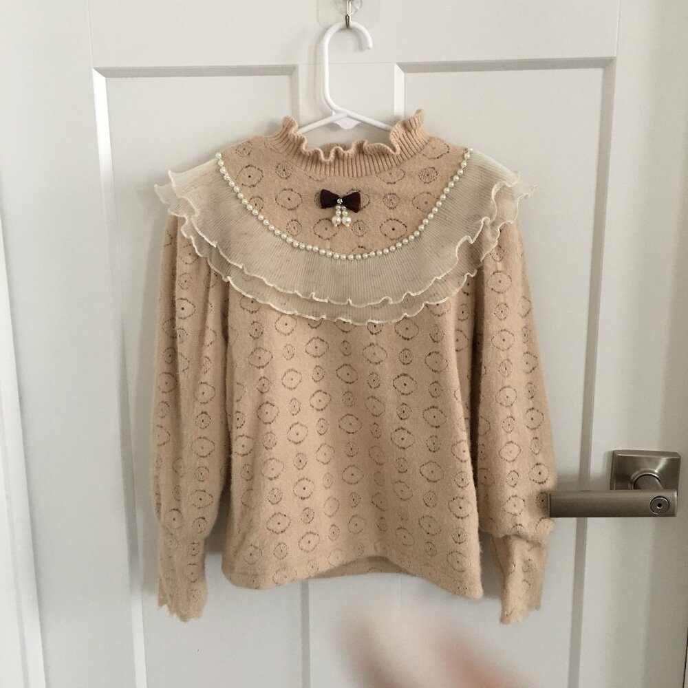 Layered-style Open Shoulder Knit Top 5/6